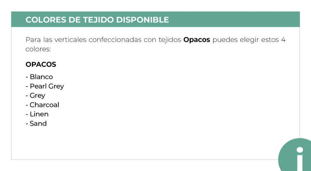 Tejidos verticales opacos
